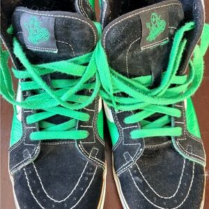 Vans Black and Green High-Top Sneakers Jeff Grosso edition